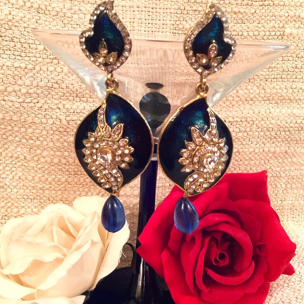 Gorgeous blue enamel earrings